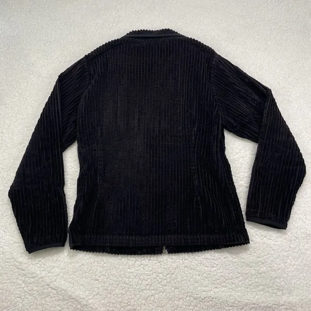 Woolrich Womens Size Small Black Wide Wale Corduroy Jacket Coat Full Zip 2291